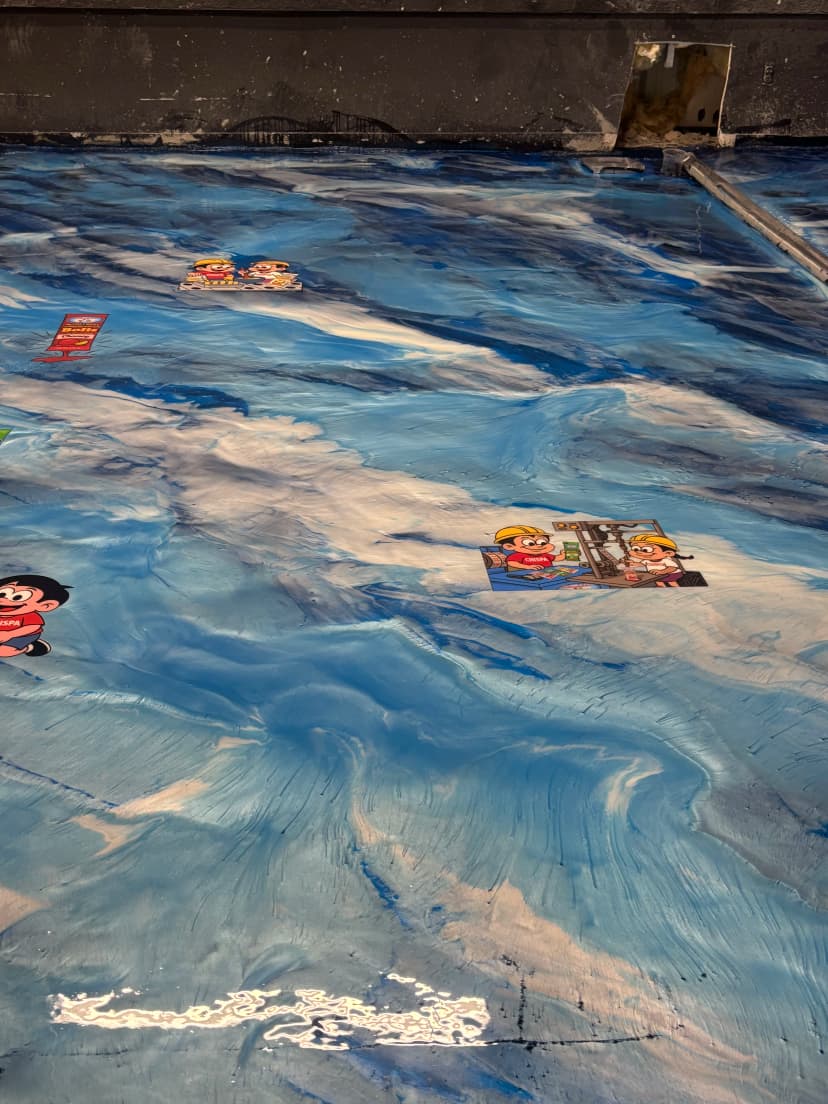 Commercial Blue-Toned Ocean Wave Like Epoxy Floor Design